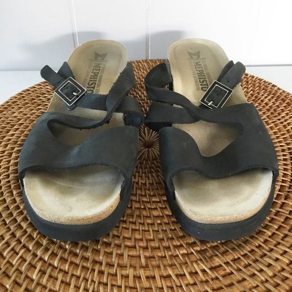 Mephisto Women's Black Nubuck Comfort Sandals Buckle Size 41 Size 11 - Picture 3 of 7